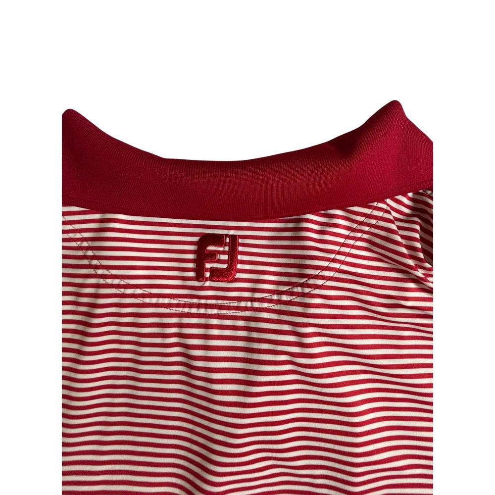 FootJoy FJ Red White Striped Golf Polo Shirt Mens Large‎ DryJoy Tech - Picture 3 of 8